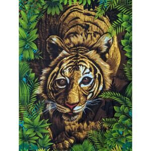 SALE! Stalking Tigers Large Scale Wall Panels Wesco Reltex Fabric Vintage 1970's